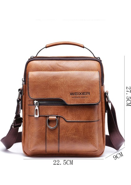 Erkek Omuz Çantası Retro Dikey Sırt Çantası Iş Erkek Çantası Rahat Tarzı (Yurt Dışından)