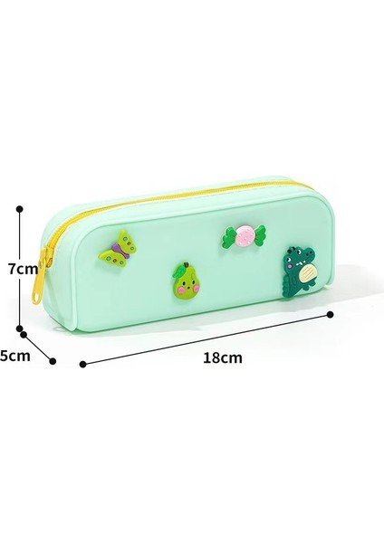 Öğrenci Büyük Kapasiteli Silikon Kalem Çantası Kırtasiye Kutusu Kalem Çantası Basit Kırtasiye Depolama (Yurt Dışından)