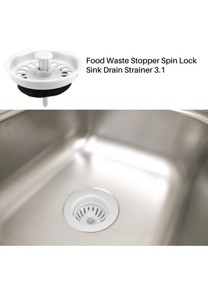 Gıda Atık Durdurucu Döndürme Kilit Lavabo Tahliye Süzgeci 3.1 "dap Beyaz Siyah Plastik (Yurt Dışından) fiyatları