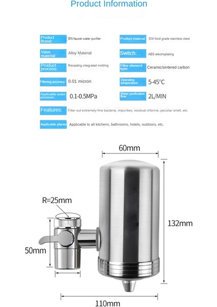 Su Arıtma Cihazı Mutfak Paslanmaz Çelik Musluklar Su Kirleticilerini Temizler Seramik Filtre Elemanları Su Iyon Filtresi (Yurt Dışından) modelleri