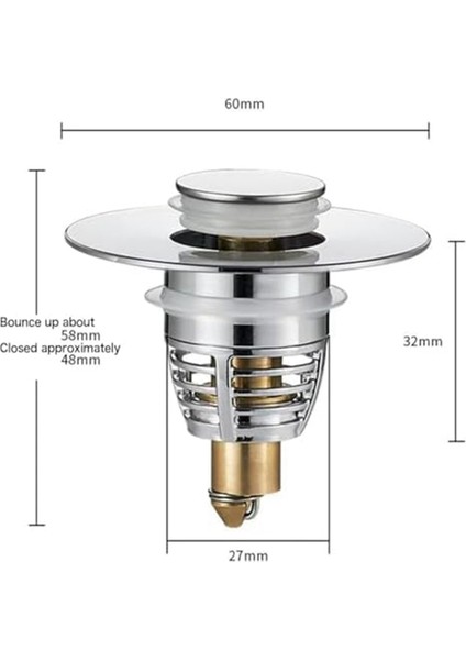 1.1 Inç Ila 1.29 Inç Genişliğindeki Küvet Drenajına Uygun Paslanmaz Çelik Lavabo Kapağı, Açılır Evrensel Kokuya Dayanıklı Lavabo Drenajı (Yurt Dışından) fiyatları