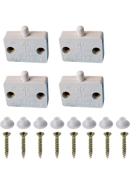 4 Adet Dolap Kapı Anahtarı Dolap Lambası Anahtarı Çekmeceler Açık Kapalı Kapı 12V 24V 110V Beyaza Uygulanabilir (Yurt Dışından)