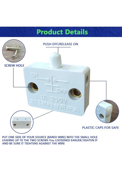 4 Adet Dolap Kapı Anahtarı Dolap Lambası Anahtarı Çekmeceler Açık Kapalı Kapı 12V 24V 110V Beyaza Uygulanabilir (Yurt Dışından) fırsatları