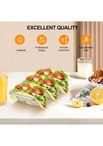 Taco Tutucu Standı, Saplı 4'lü Paslanmaz Çelik Stand Rafı, Taco Tepsisi 3 Taco'ya Kadar Tutar, Taco Raf Standları (Yurt Dışından) fiyatları