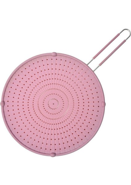 Saplı Silikon Sıçrama Ekranı Yapışmaz Yağ Tavası Kapağı Kaymaz Kızartma Çok Amaçlı Isıya Dayanıklı Yağ Sıçrama Pembe (Yurt Dışından)