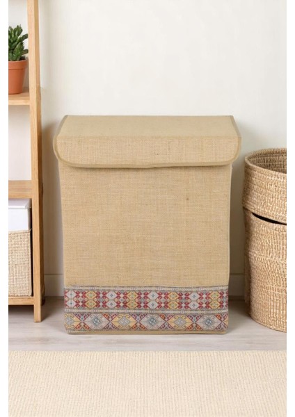 Jüt Garni Detaylı Kutu Dolap Içi Organizer Oyuncak Eşya Çamaşır Saklama Kutusu Düzenleyici modelleri