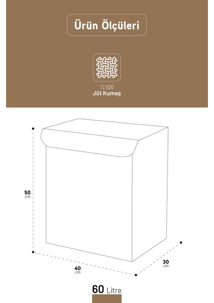 Jüt Garni Detaylı Kutu Dolap Içi Organizer Oyuncak Eşya Çamaşır Saklama Kutusu Düzenleyici indirimleri