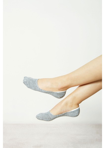 3'lü Melanj Gri Viskon Görünmez Kadın Çorap