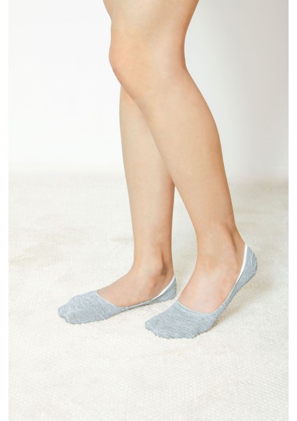 3'lü Melanj Gri Viskon Görünmez Kadın Çorap modelleri