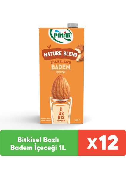 Nature Blend Bitkisel Bazlı Badem Içeceği 1 L Vegan Laktozsuz x 12 Adet