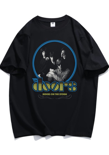 The Doors Baskılı T-Shirt, Unisex Rock Metal Müzik Temalı Tişört