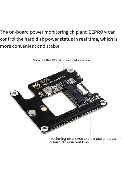 Raspberry Pi 5 Için Waveshare Pcıe - M.2 Adaptör Kartı Nvme Protokolü M.2 Arayüzü Sabit Disk Hat+ Isı Emicili Standart Modül (Yurt Dışından)