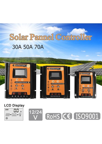 30A Mppt Pwm Solar Şarj Regülatörü 12V 24V Güneş Paneli Pil Regülatörü Çift USB Bağlantı Noktası LCD Ekran (Yurt Dışından)