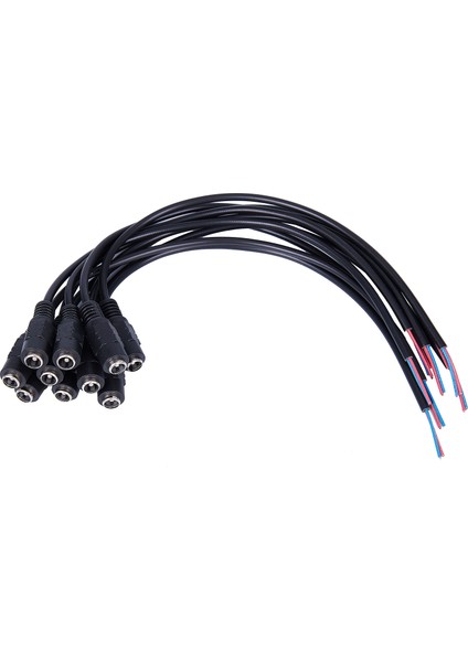 10 Adet 12 V Dc Priz Dişi Jack Fiş Konnektörü Kablosu 5.5x2.1mm Kordon Kablosu 15 cm Cctv LED Şerit Işık (Yurt Dışından)