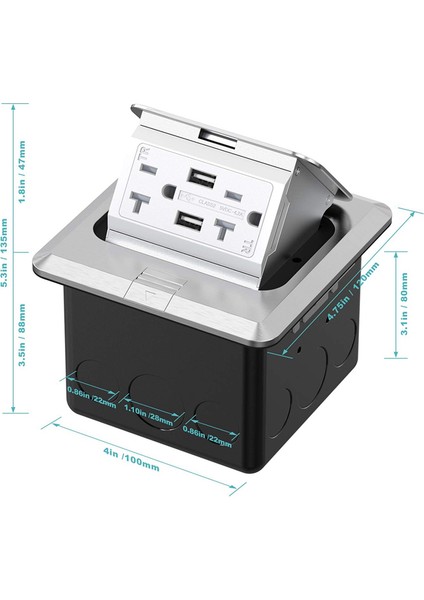 Açılır Zemin Prizi Kapakları Kutusu 20 Amp Paslanmaz Çelik Gfcı Tamper/hava Koşullarına Dayanıklı Priz Çıkışı 110V Abd Fişi (Yurt Dışından) fırsatları