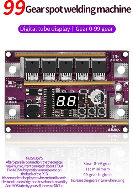 K99 Nokta Kaynakçı Dıy Kiti 99 Dişliler Güç Ayarlanabilir Mini Noktalar Kaynak Makinesi Kontrol Panosu 0.1-0.3mm 17490 18650 (Yurt Dışından) fiyatları