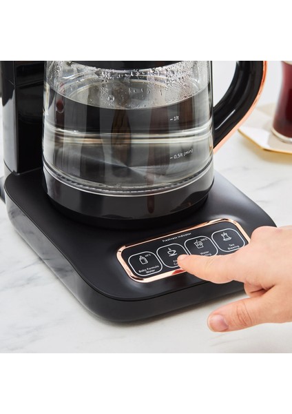 Robotea Pro 4 in 1 Konuşan Cam Çay Makinesi Black Copper modelleri