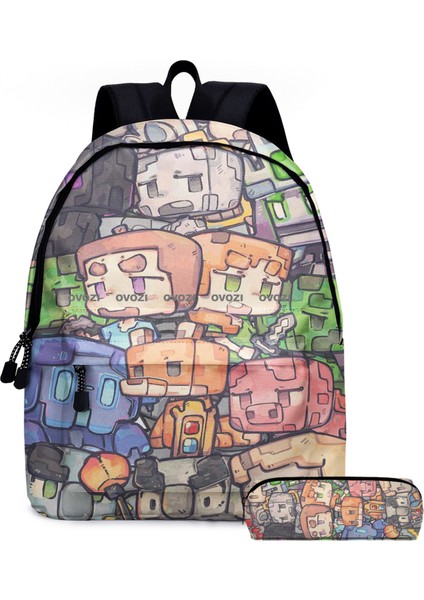 Ovozı Minecraft Öğrenci Karikatür Okul Çantası Seti (Yurt Dışından)