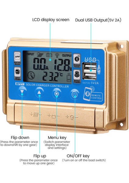 Güneş Kontrol Cihazı Uyarlamalı Mppt Güneş Kontrol Cihazı Bluetooth 12V/24V Güneş Şarj Kontrol CIHAZI-30A (Yurt Dışından) indirimleri