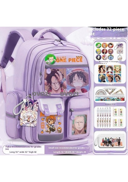 Ovozı 44CM One Piece Omurga Koruması ve Büyük Kapasiteli Öğrenci Okul Çantası Açılış Sezonu Hediye Çantası Eğlence Omuz Çantası Yükünü Azaltmak (Yurt Dışından)