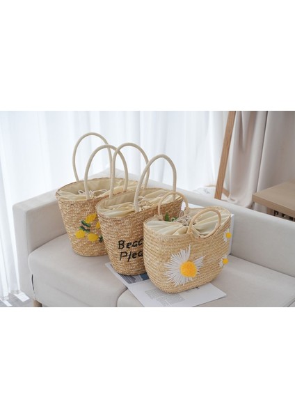 Yaz Plaj Çantası Hasır Çanta Nakışlı Kadın Hasır Çanta El Çantası (Yurt Dışından) modelleri