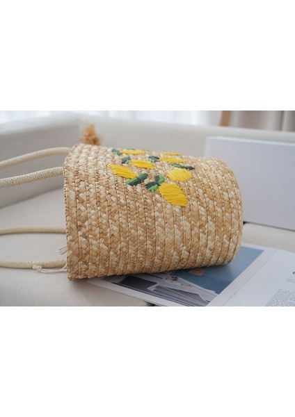Yaz Plaj Çantası Hasır Çanta Nakışlı Kadın Hasır Çanta El Çantası (Yurt Dışından) fırsatları