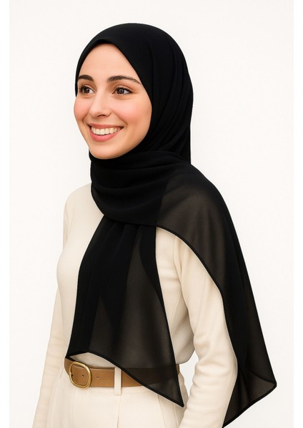 Kadın Düz Renkli Ince Şifon Şal