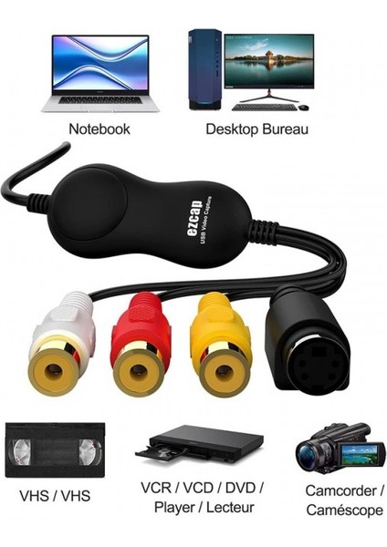 USB 2.0 Video Capture Kart Eski Video Kasetlerini Pc Ye Aktarma Aparatı fırsatları