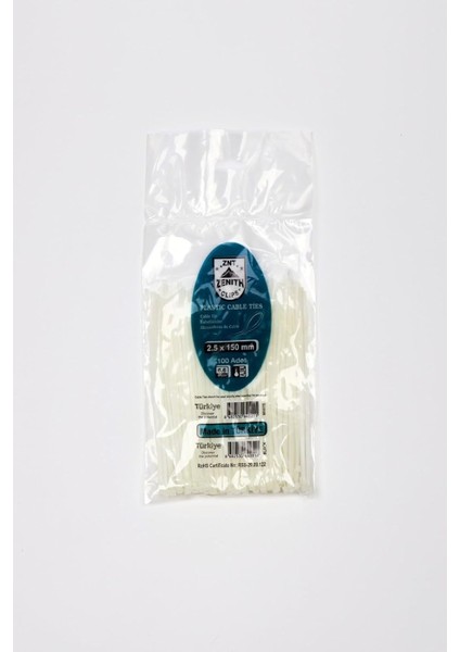 2,5X150 Beyaz Kablo Bağı & Plastik Kelepçe & Cırt Kelepçe 100 Adet (Paket)