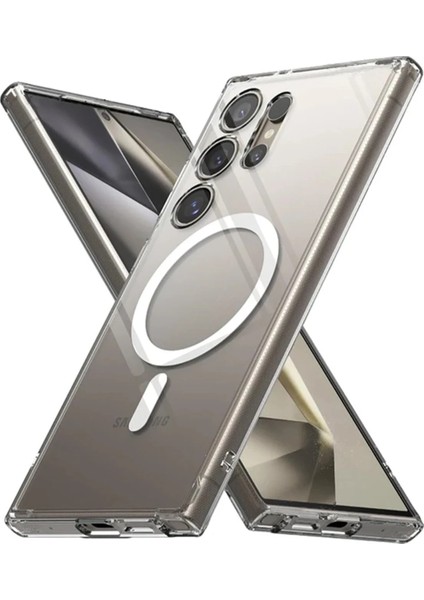 Samsung Galaxy S24 Ultra Kılıf Magneticsafe Şeffaf Silikon - Şeffaf Arbkd