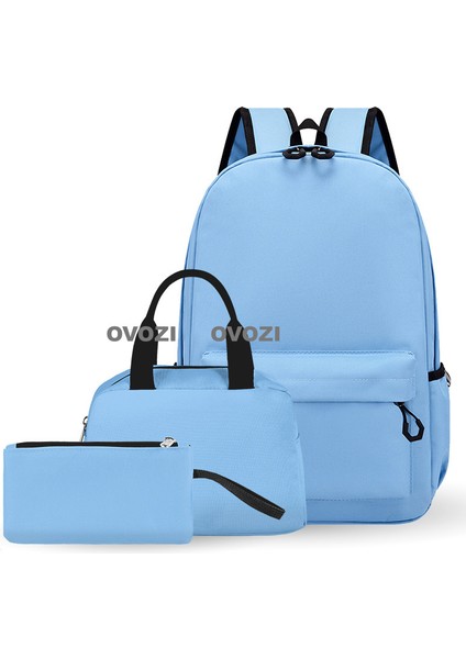 Ovozı 45CM Öğrenci Okul Çantası 3 Parça Set Günlük Seyahat Omuz Çantası (Yurt Dışından)