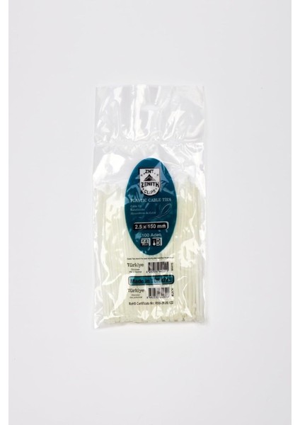 3,6X150 Beyaz Kablo Bağı & Plastik Kelepçe & Cırt Kelepçe 100 Adet (Paket)