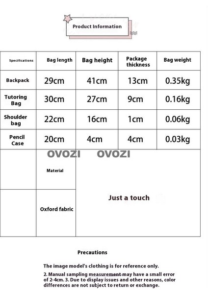 Ovozı Öğrenci Okul Çantası Seti (Yurt Dışından) fiyatları
