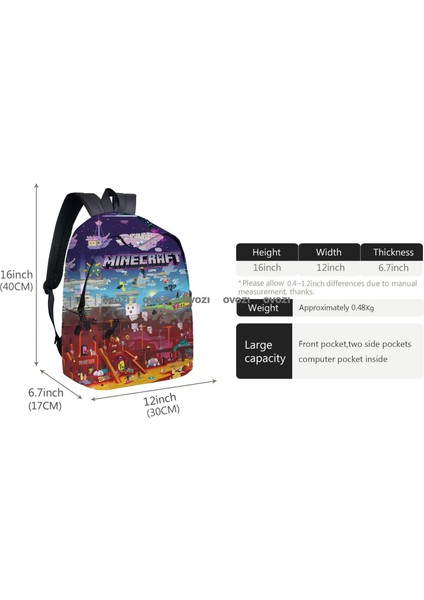 Ovozı Minecraft Öğrenci Karikatür Okul Çantası Seti (Yurt Dışından) modelleri