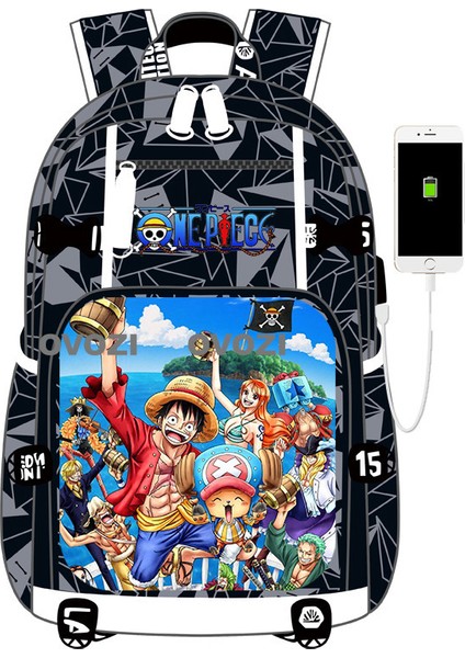 Ovozı USB Şarj Portlu Büyük Kapasite Ortaokul Lise Üniversite Okul Çantası Eğlence Omuz Çantası (Yurt Dışından)