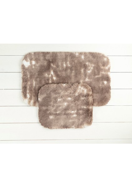Damien 2'li Banyo Paspası - Beyaz/Kahve - 50x80 cm modelleri