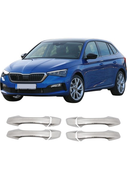 Skoda Scala Uyumlu 2020 ve Üzeri Krom Kapı Kolu 4 Kapı Deliksiz Paslanmaz Çelik