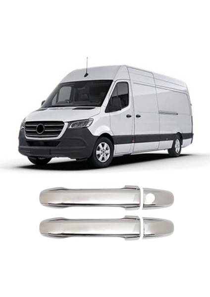 Mercedes Sprinter W907 Uyumlu 2019 ve Üzeri Krom Kapı Kolu 2 Kapı Paslanmaz Çelik