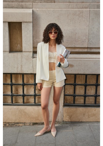 Krem Cilt Sivri Burun Kadın Topuklu Ayakkabı indirimleri