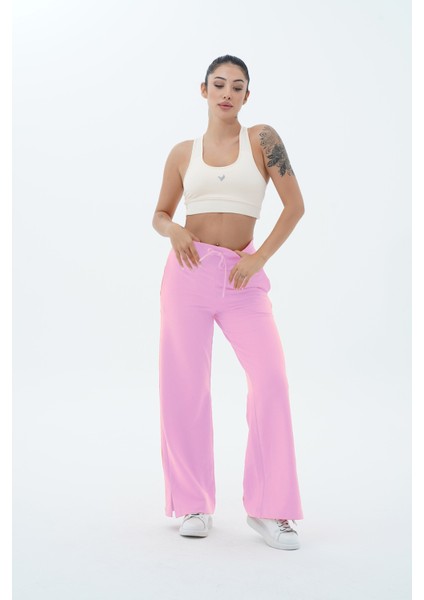 Daily Core - Pudra Yüksek Bel Bol Paça Kadın Palazzo Eşofman Altı