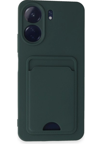 Xiaomi Redmi 13C Kılıf Kelvin Kartvizitli Silikon - Koyu Yeşil Arbkd