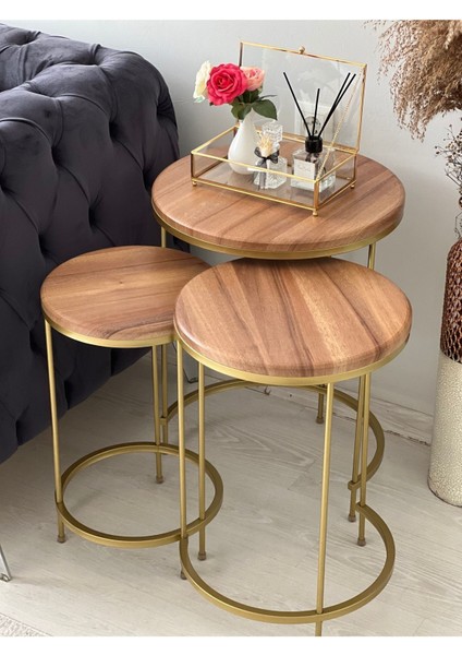 Aybars Gold Metal Eskitme Ceviz Zigon Sehpa modelleri