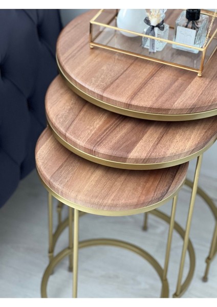 Aybars Gold Metal Eskitme Ceviz Zigon Sehpa indirimleri