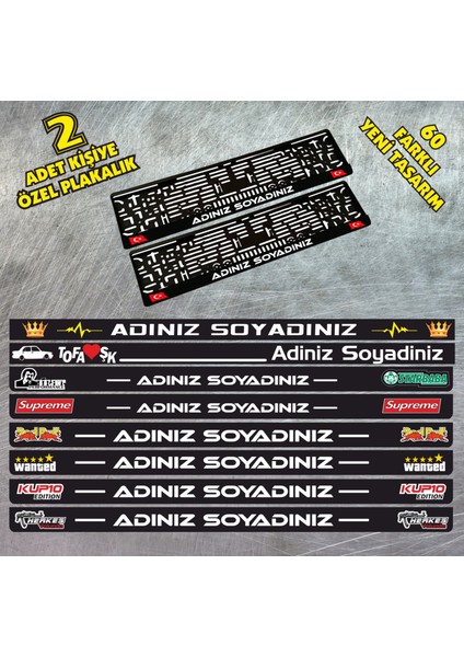 Kişiye Özel Isimli Plakalık (2 Adet ) Siyah Oto Plakalık