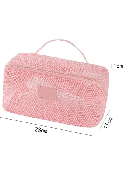 Kadınlar Için Basit Kozmetik Depolama Çantası Büyük Kapasiteli Su Geçirmez Seyahat Taşınabilir Tuvalet Depolama Paketi Mesh Fermuar Çantası Renk: Pembe (Yurt Dışından)
