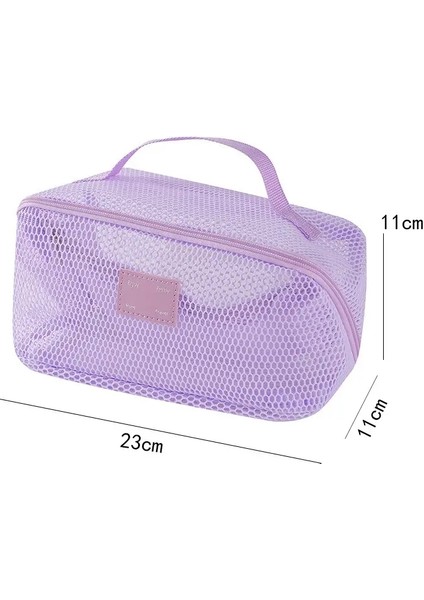 Kadınlar Için Basit Kozmetik Depolama Çantası Büyük Kapasiteli Su Geçirmez Seyahat Taşınabilir Tuvalet Depolama Paketi Mesh Fermuar Çantası Renk: Mor (Yurt Dışından)