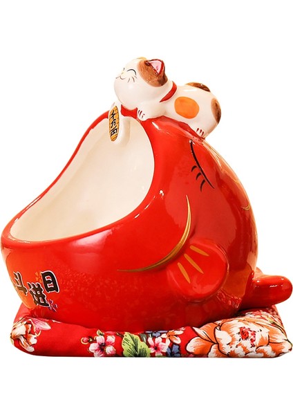 Seramik Şanslı Kedi Şeker Kutusu Sevimli Şanslı Kedi Saklama Kutusu Para Kutusu Zenginlik ve Iyi Şanslar Çekmek Için Çin Ev Dekor (Yurt Dışından)