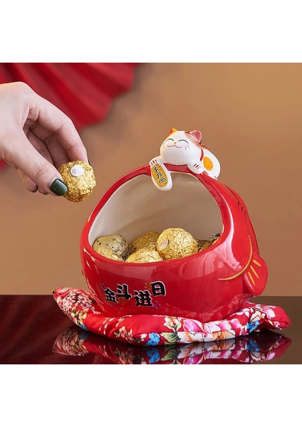 Seramik Şanslı Kedi Şeker Kutusu Sevimli Şanslı Kedi Saklama Kutusu Para Kutusu Zenginlik ve Iyi Şanslar Çekmek Için Çin Ev Dekor (Yurt Dışından) fiyatları