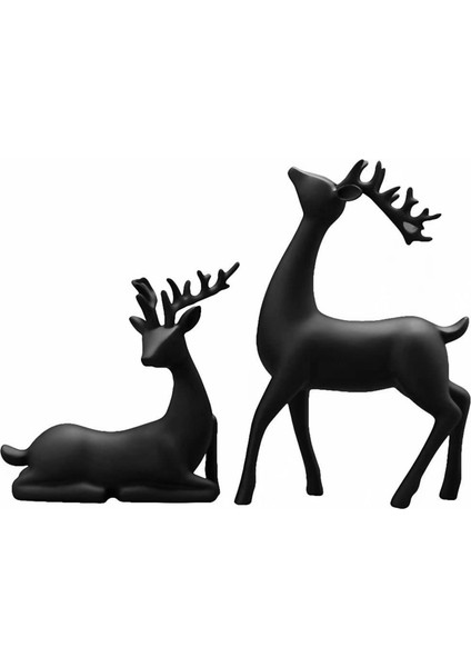Ren Geyiği Figürleri 2 Set Reçine Geyik Heykelleri Elk Heykel Geyik Süsleri Oturma Odası Tv/şarap Dolabı Ev Dekor B (Yurt Dışından)