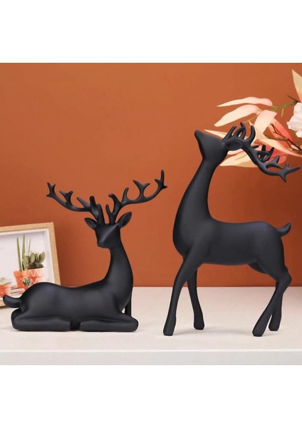 Ren Geyiği Figürleri 2 Set Reçine Geyik Heykelleri Elk Heykel Geyik Süsleri Oturma Odası Tv/şarap Dolabı Ev Dekor B (Yurt Dışından) modelleri
